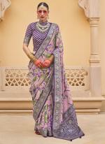 Pv Silk  Light Pink Wedding Wear Floral Print Saree